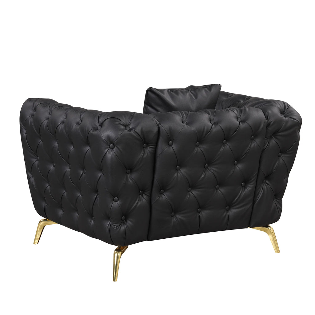 Black PU Upholstered Sofa with Metal Legs X2683