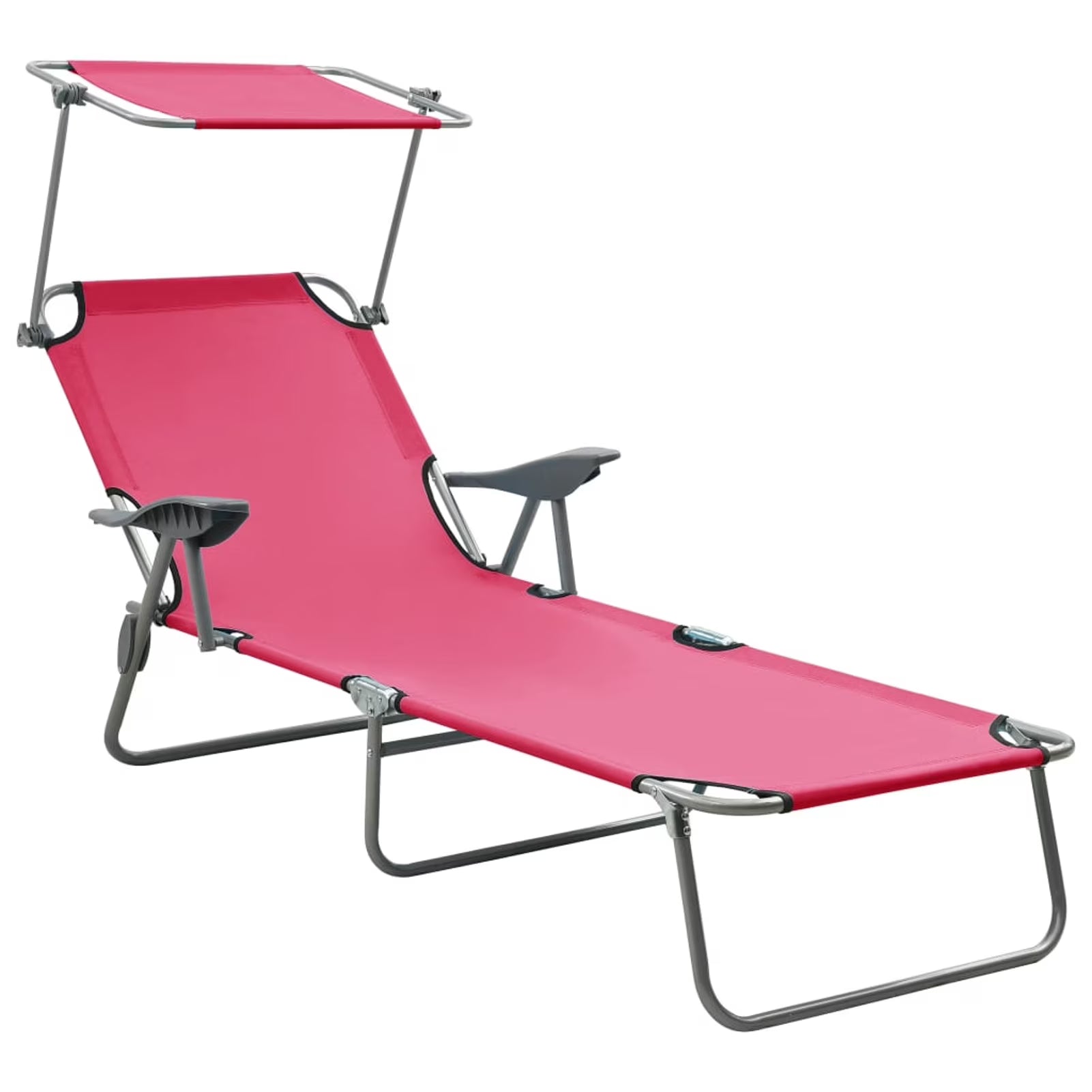Pink Steel Sun Lounger with Canopy C3071