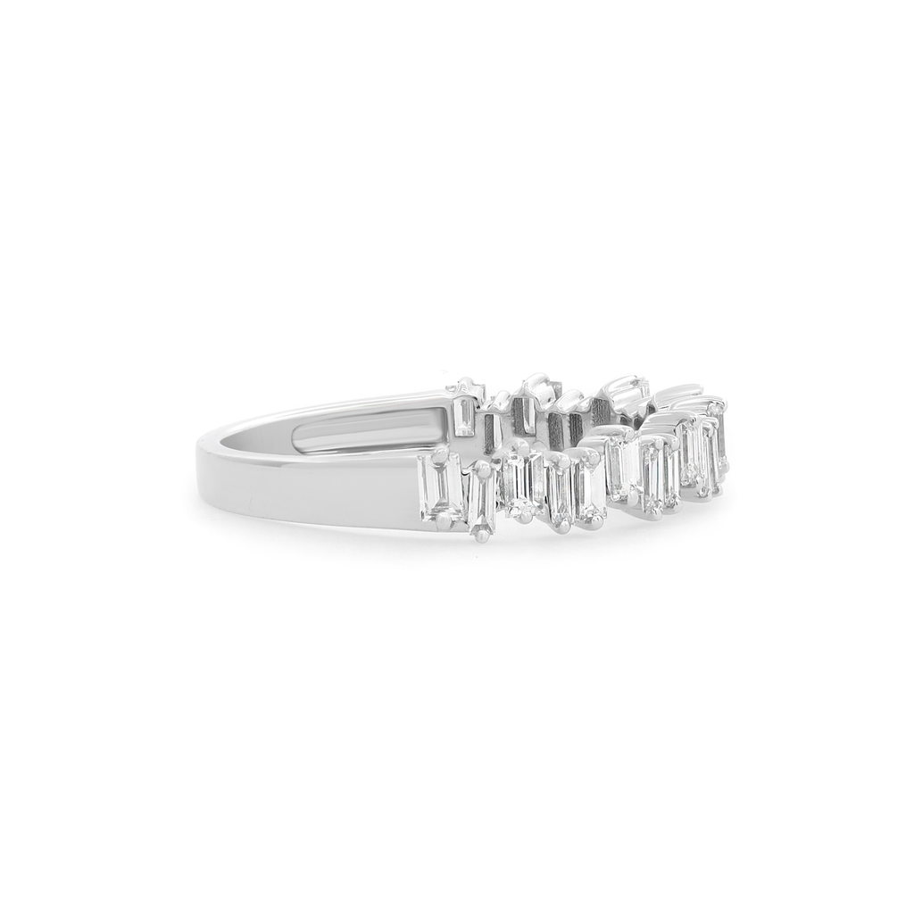 0.63Cttw Baguette Cut Diamond Ring 18K White Gold Size 6.5 T252