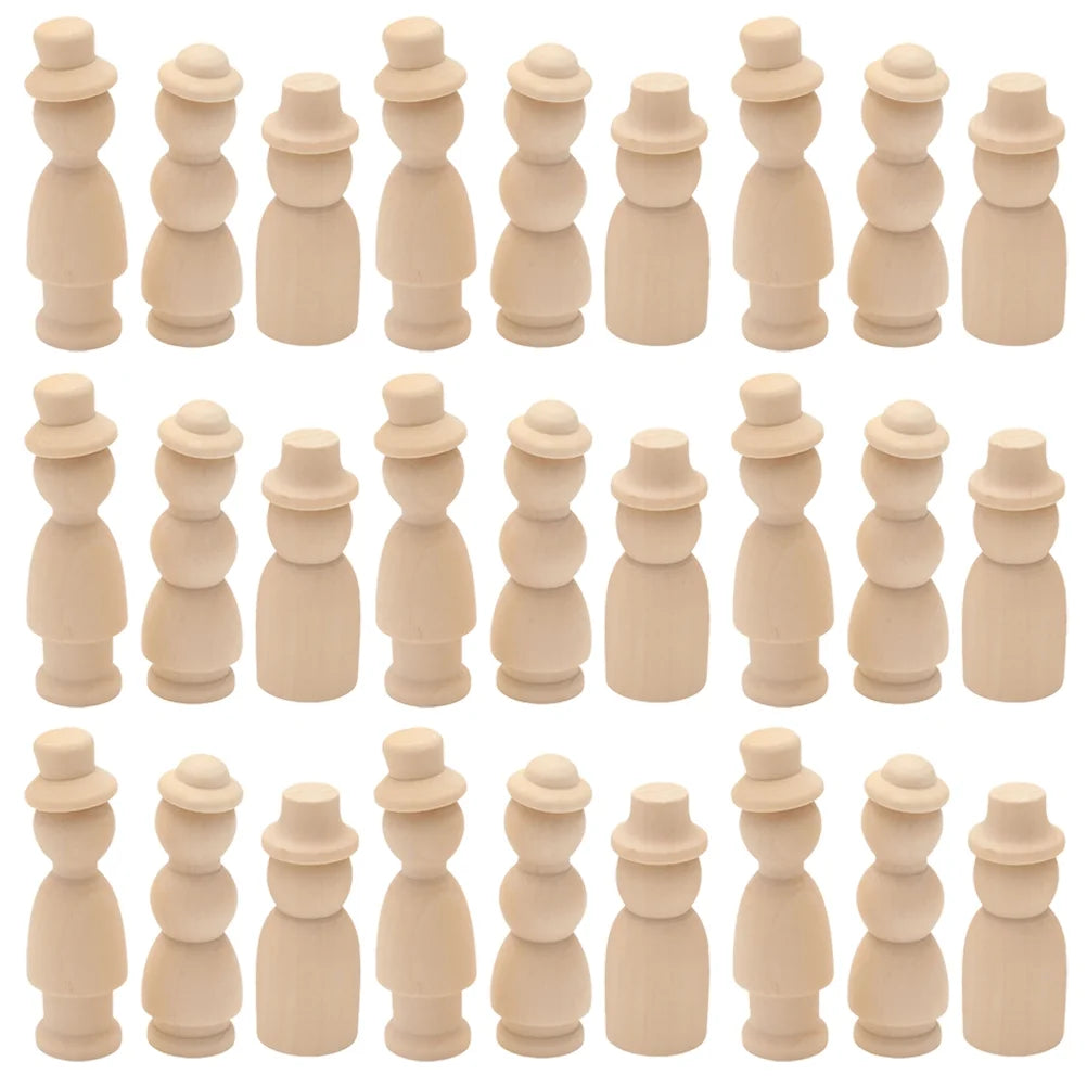 30 Pcs Wooden Doll Pegs Painting Toys W34208
