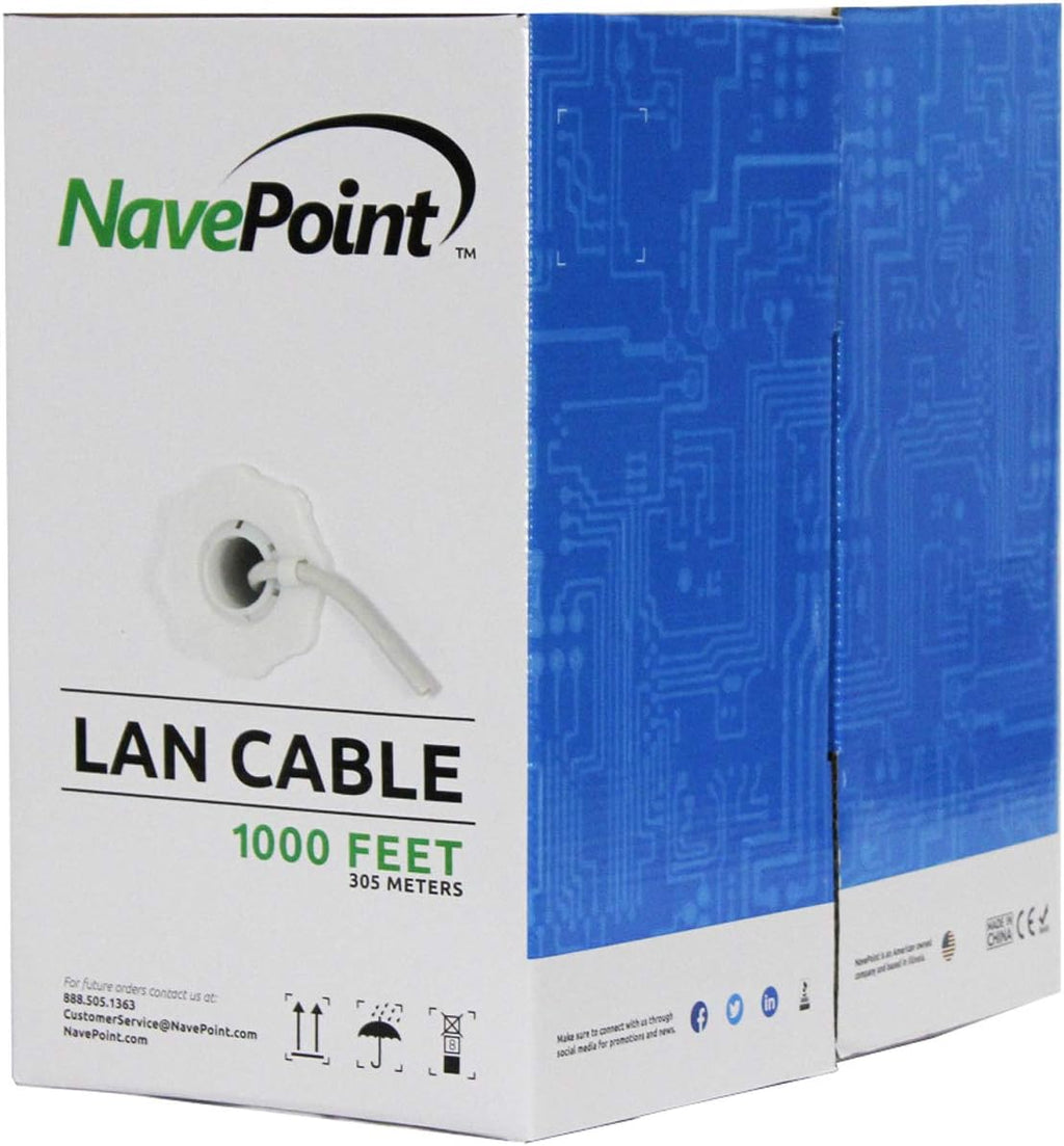 CAT5e 1000ft Grey Solid Bulk Ethernet Cable 24AWG 4 Pair UTP Pack of 2 H71900