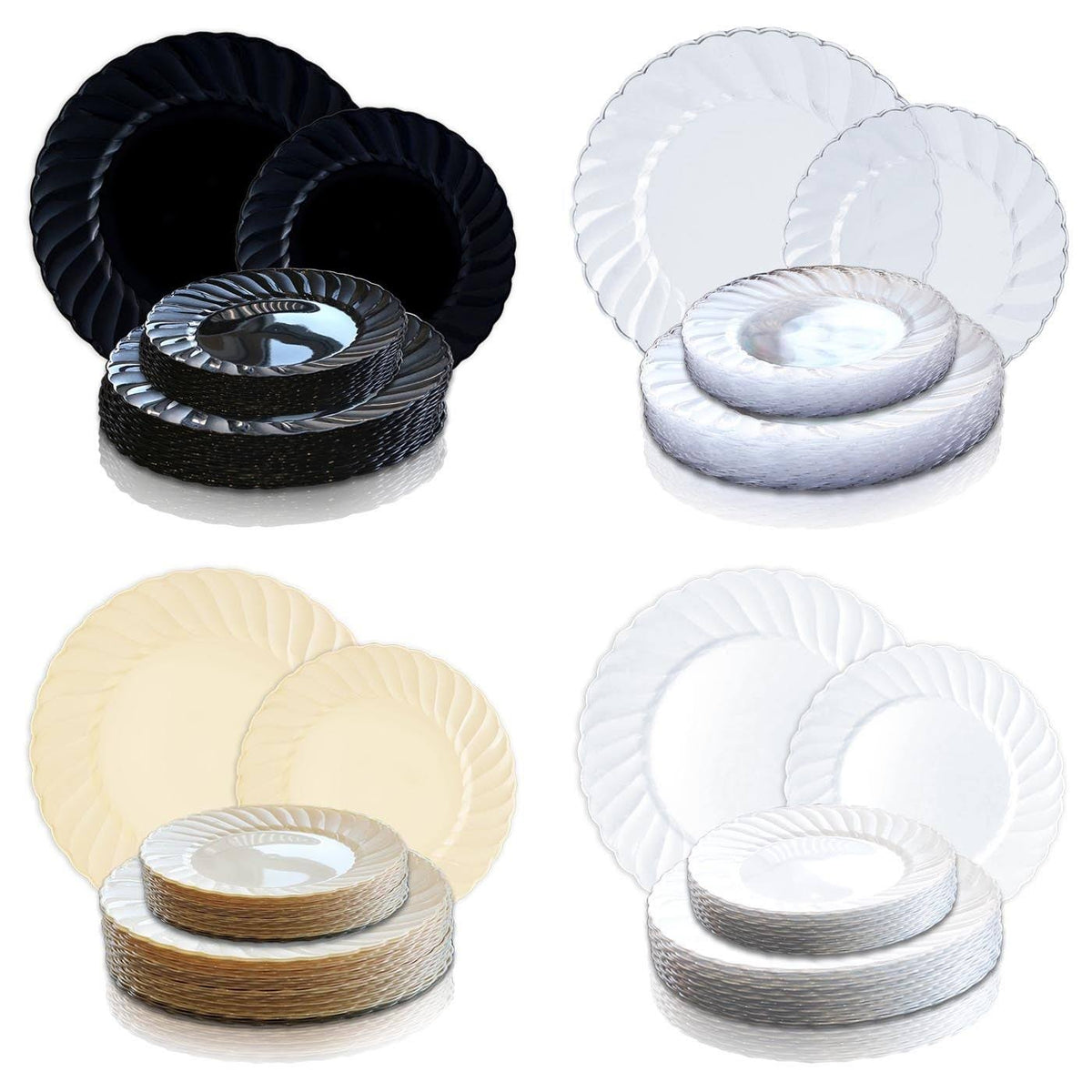 6x22 White Round Disposable Plastic Pastry Plates Q728