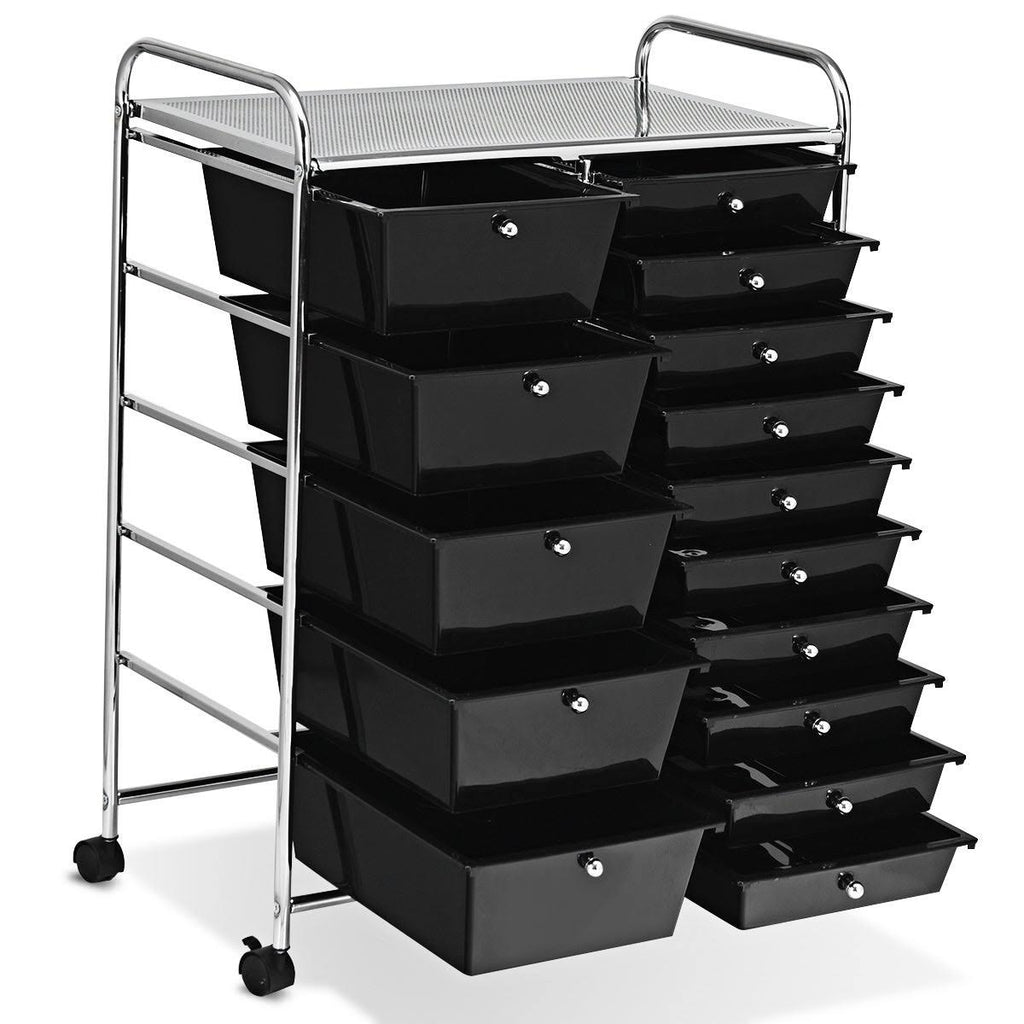 Blue 15-Drawer Rolling Utility Cart with Wheels Z944