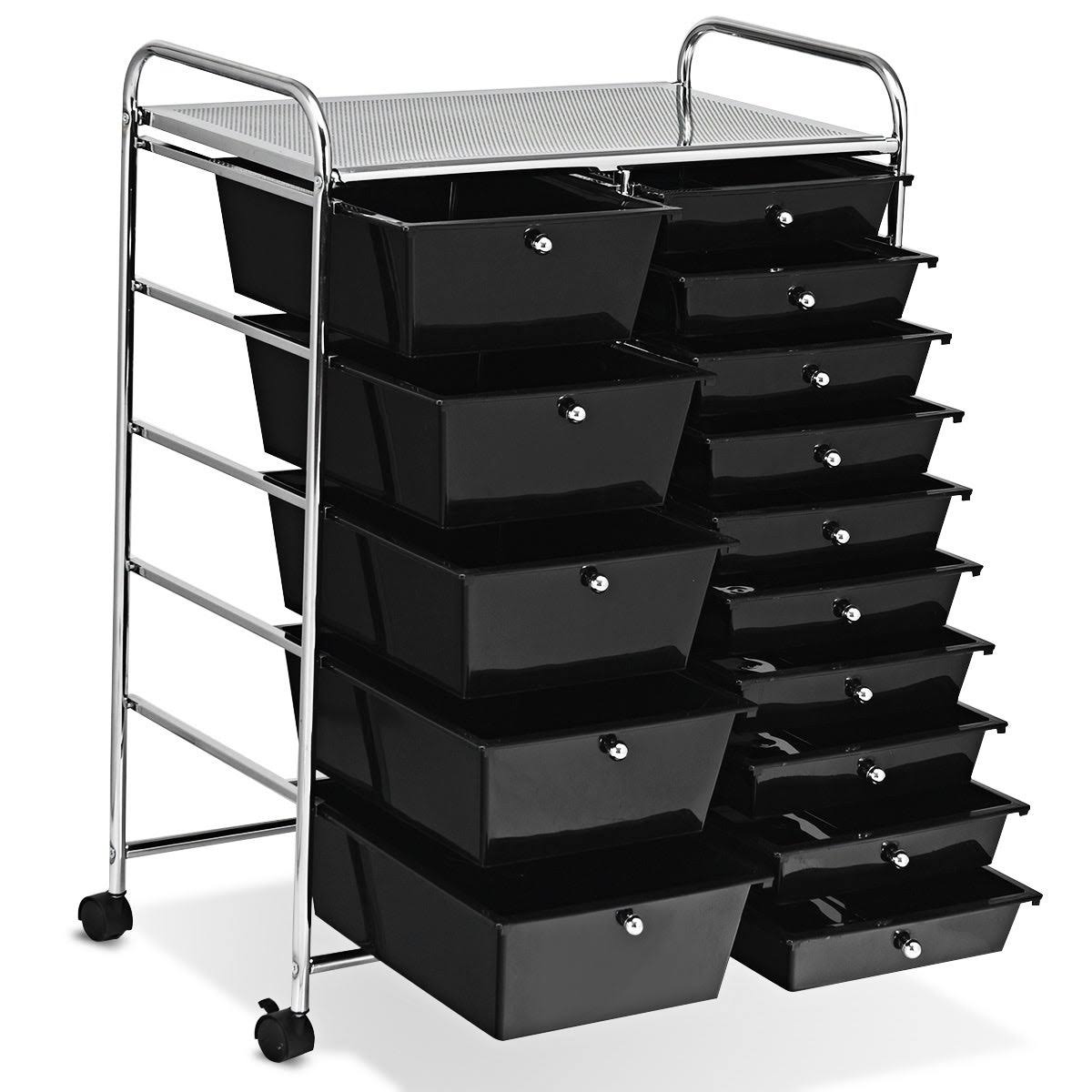 Blue 15-Drawer Rolling Utility Cart with Wheels Z944