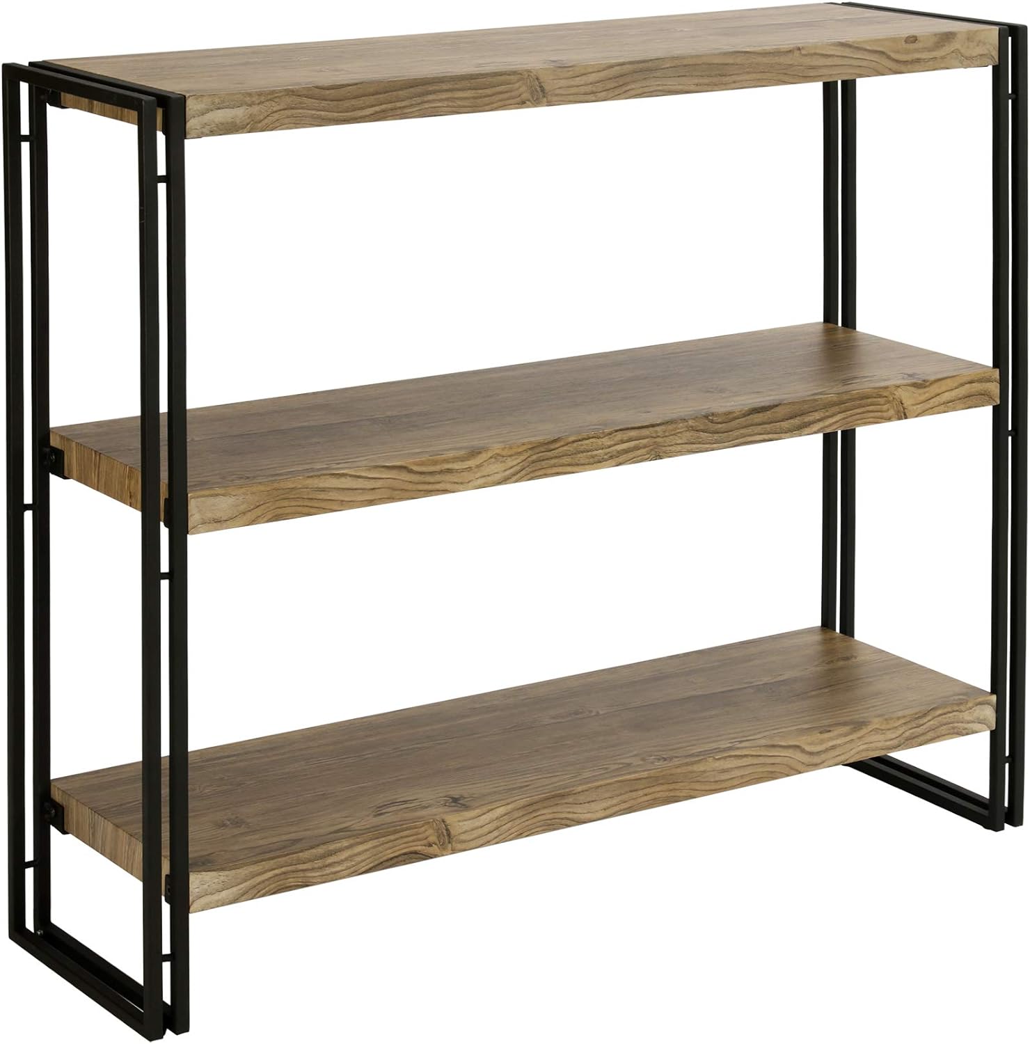 3 Tier Rustic Industrial Bookshelf with Open Wood Shelves, Sonoma Oak T506755