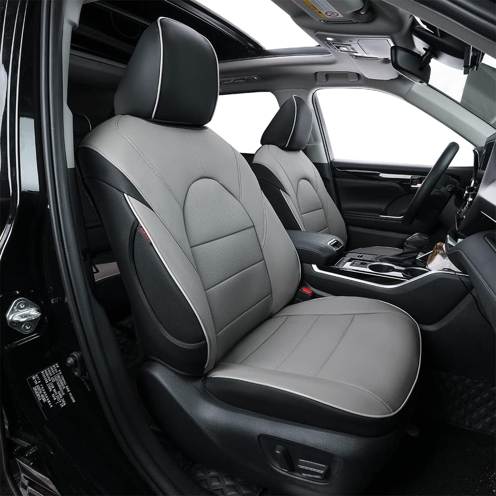 Custom Fit Full Set Car Seat Covers, Three Rows, Leatherette, Black with Red Trim E9811