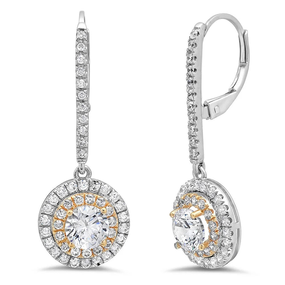 14k White Rose Gold Simulated Diamond Drop Earrings E203209