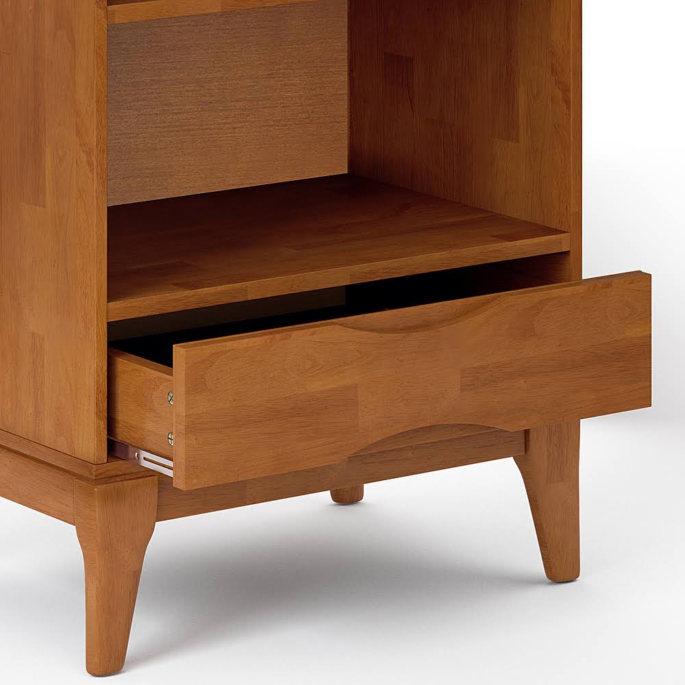 Solid Hardwood Mid-Century Modern Bookcase with Storage in Teak Brown B316883