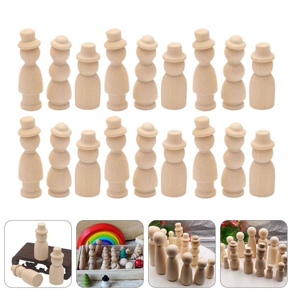 30 Pcs Wooden Doll Pegs Painting Toys W34208