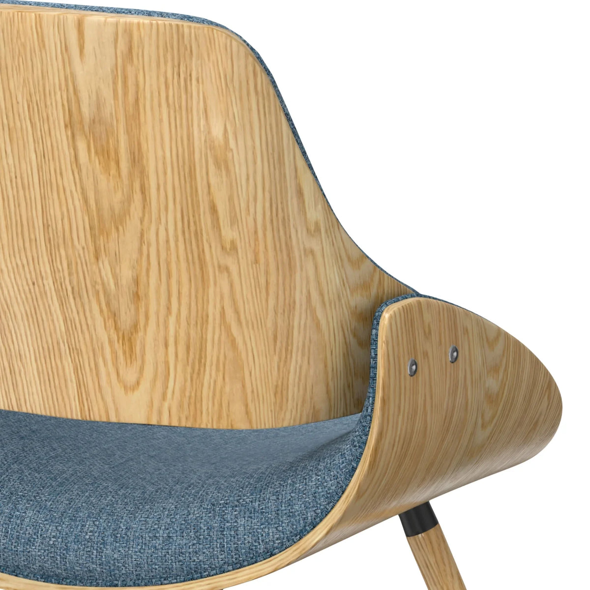Denim Blue Polyester Linen Bentwood Dining Chair Y9872