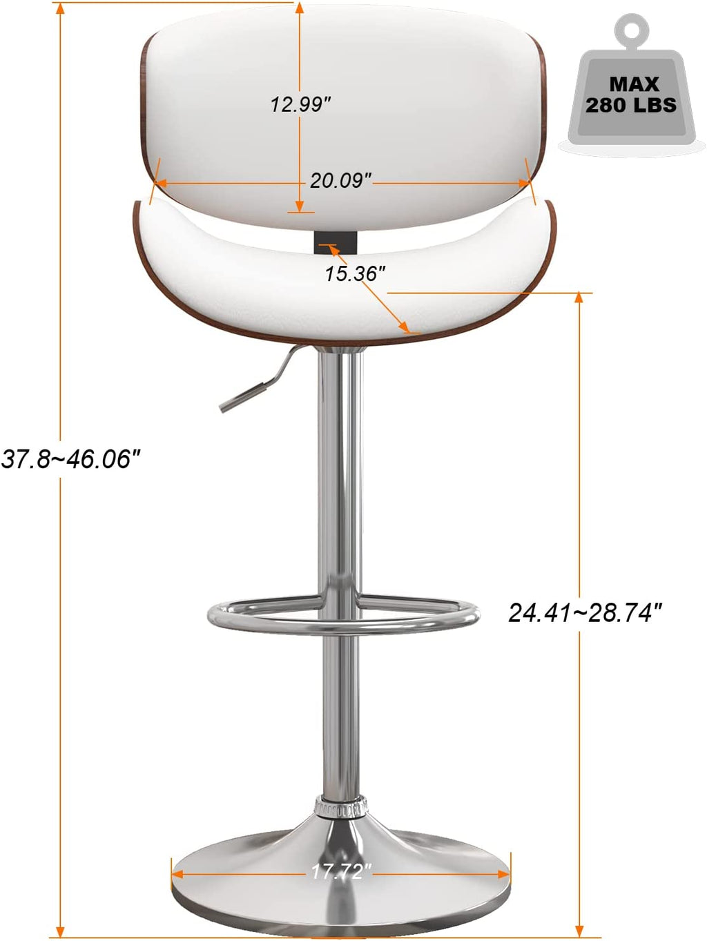 Bentwood Adjustable Height Swivel PU Leather Bar Stools Set of 2 B457061