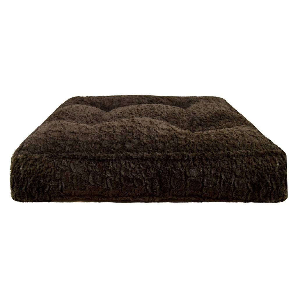 Faux Fur Rectangle Dog and Cat Bed, Serenity Brown, Medium L9931
