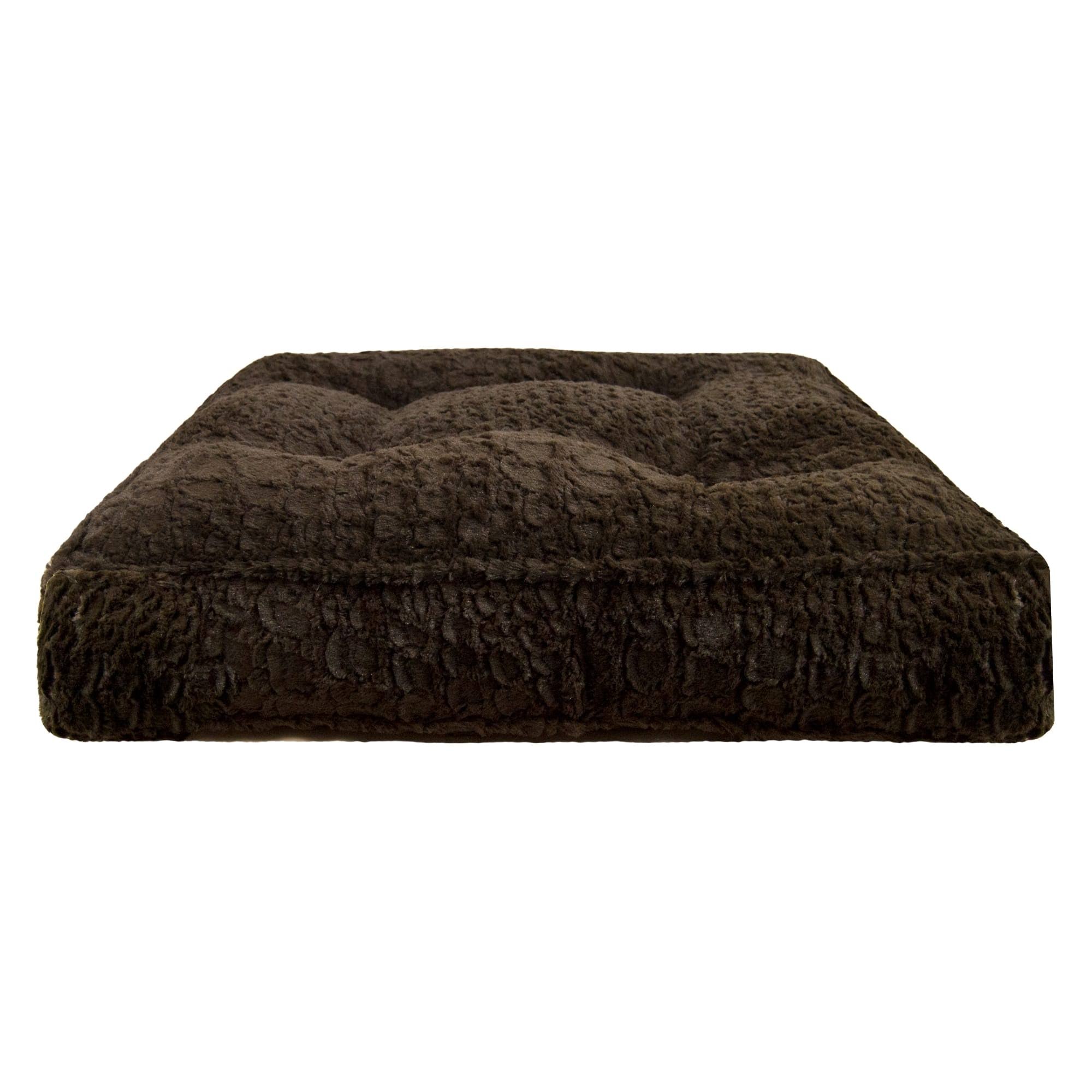 Faux Fur Rectangle Dog and Cat Bed, Serenity Brown, Medium L9931