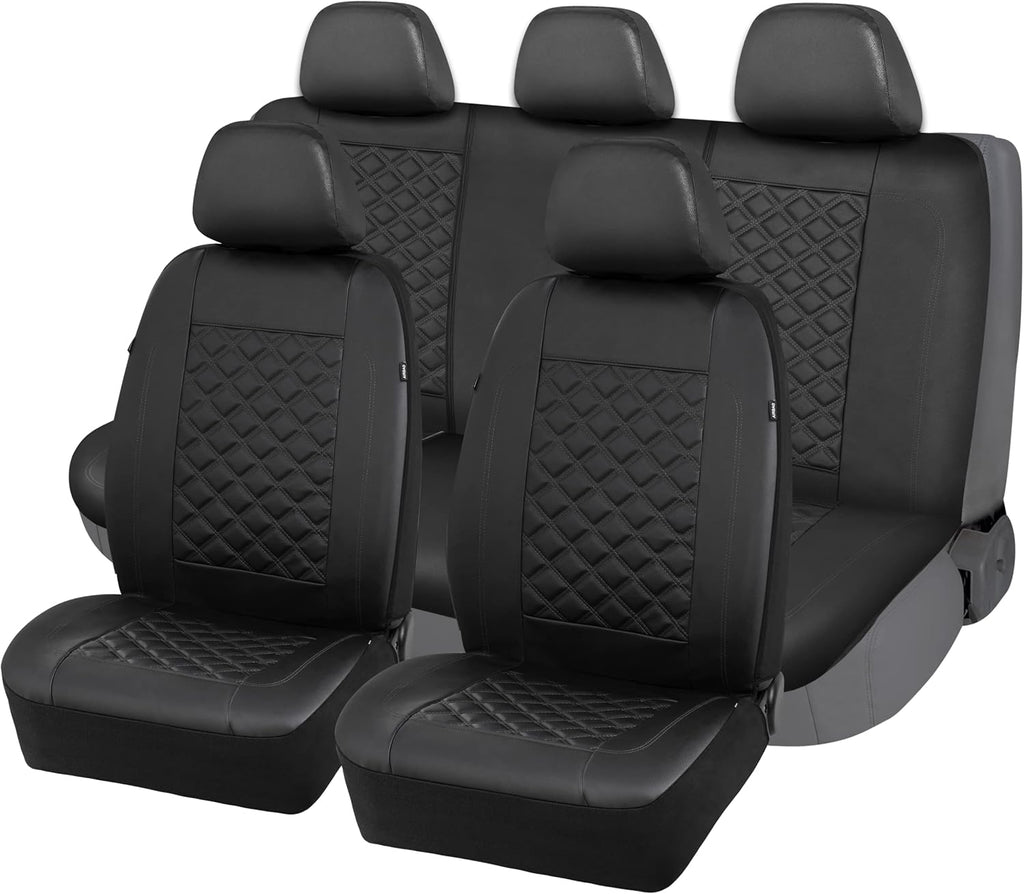 Beige PVC Leather 9 Piece Universal Car Seat Covers S287639