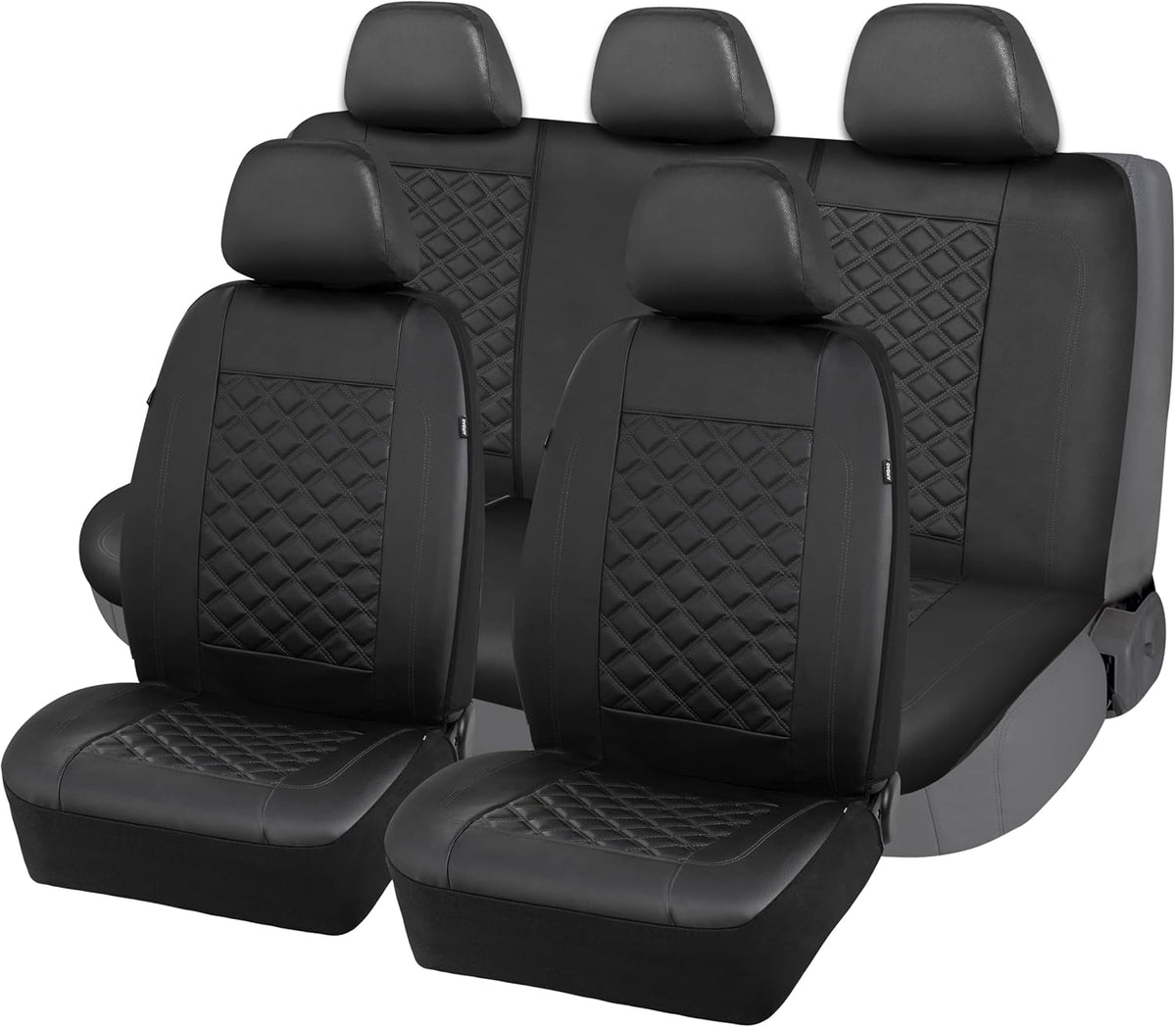 Beige PVC Leather 9 Piece Universal Car Seat Covers S287639
