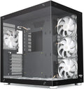 Black Mid Tower Computer Case with Tempered Glass Panel and 7PCS RGB Fans P444045