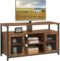 Rustic Brown TV Stand with Storage Shelves I889