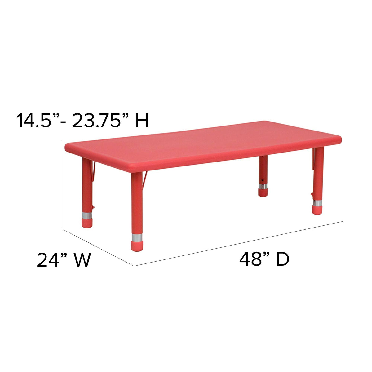 24x48 Red Plastic Height Adjustable Activity Table S39628