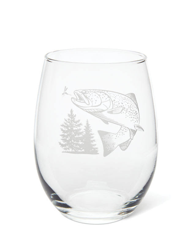 Etched Jumping Trout Wine Glasses I82164