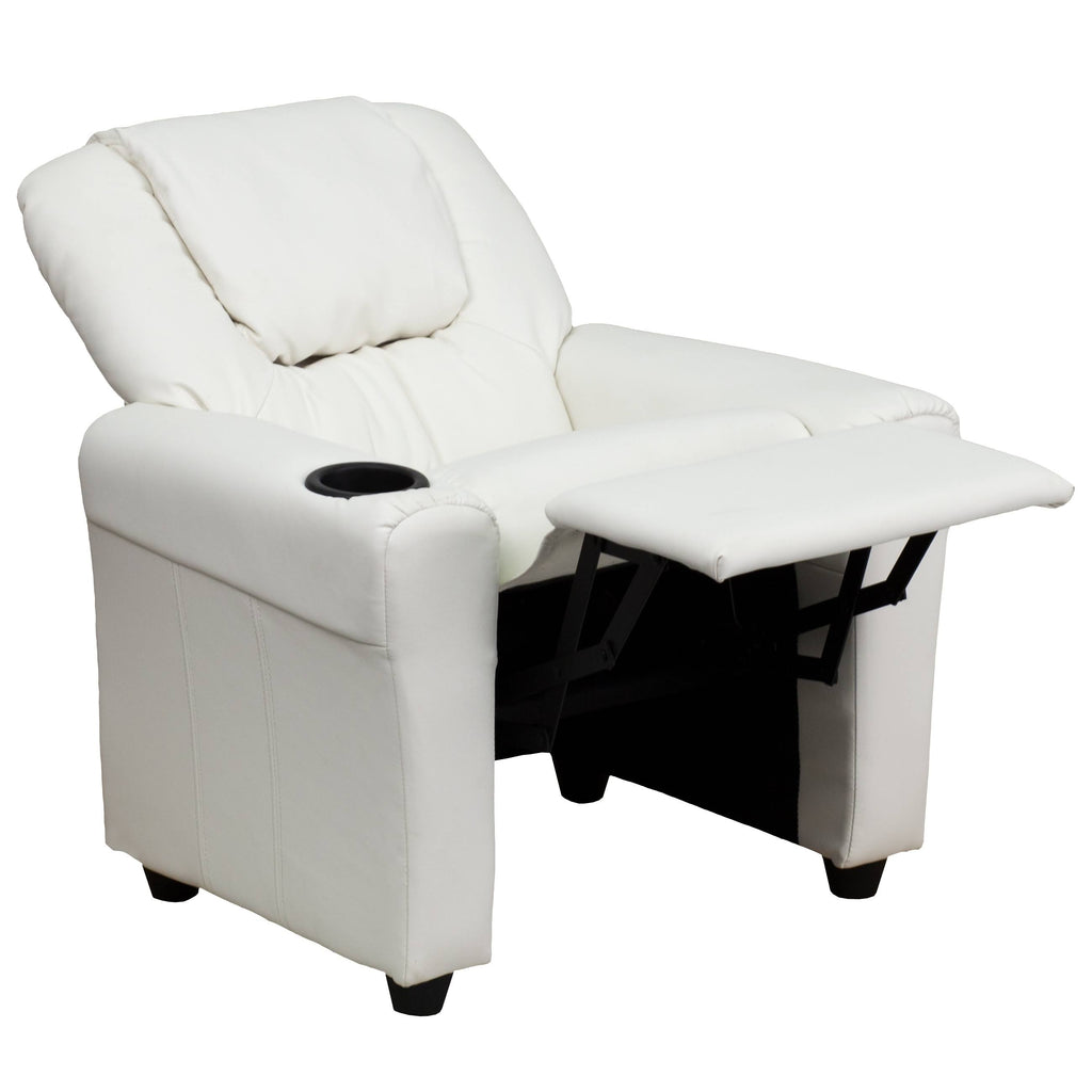Orange Vinyl Kids Recliner with Cup Holder and Headrest C476