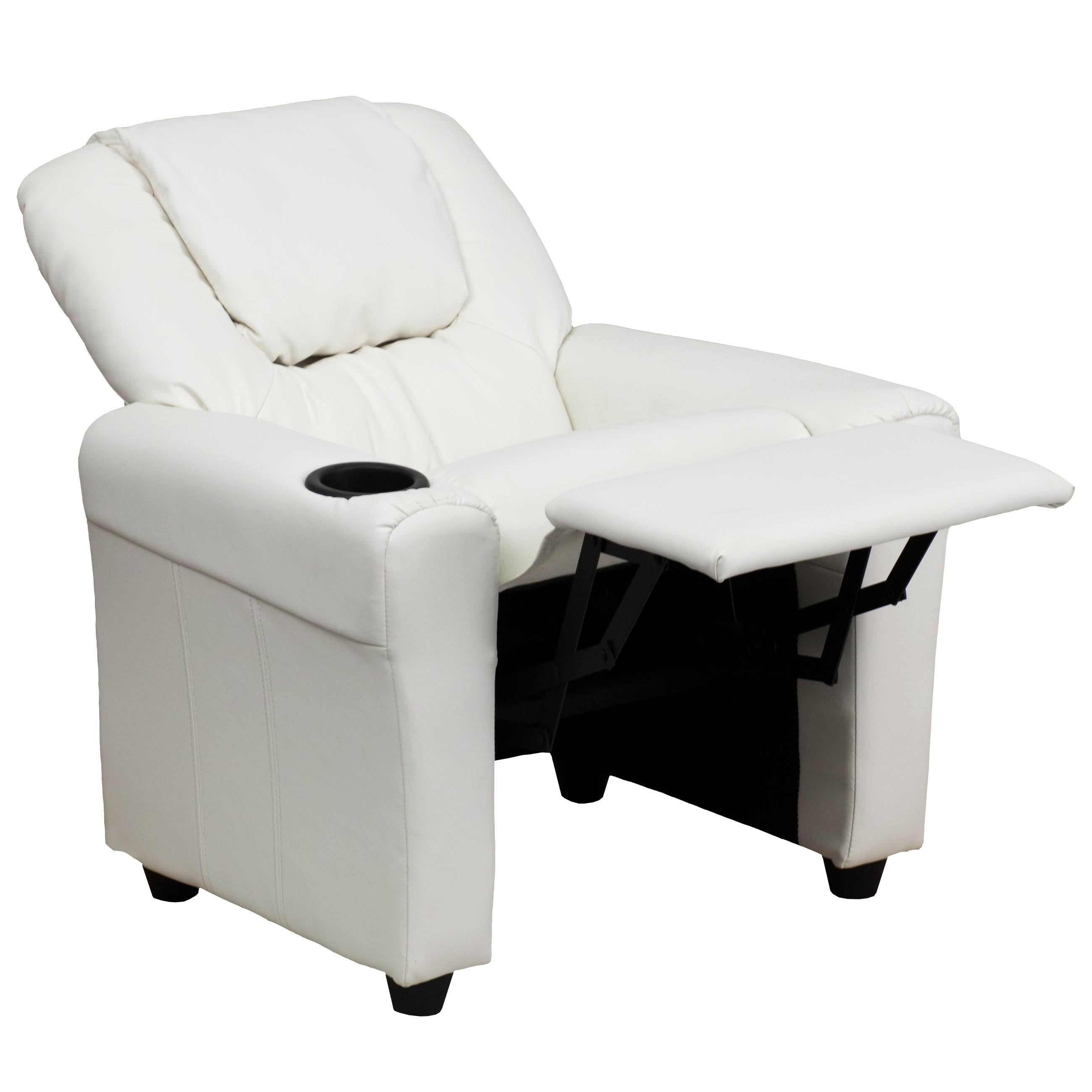 Orange Vinyl Kids Recliner with Cup Holder and Headrest C476