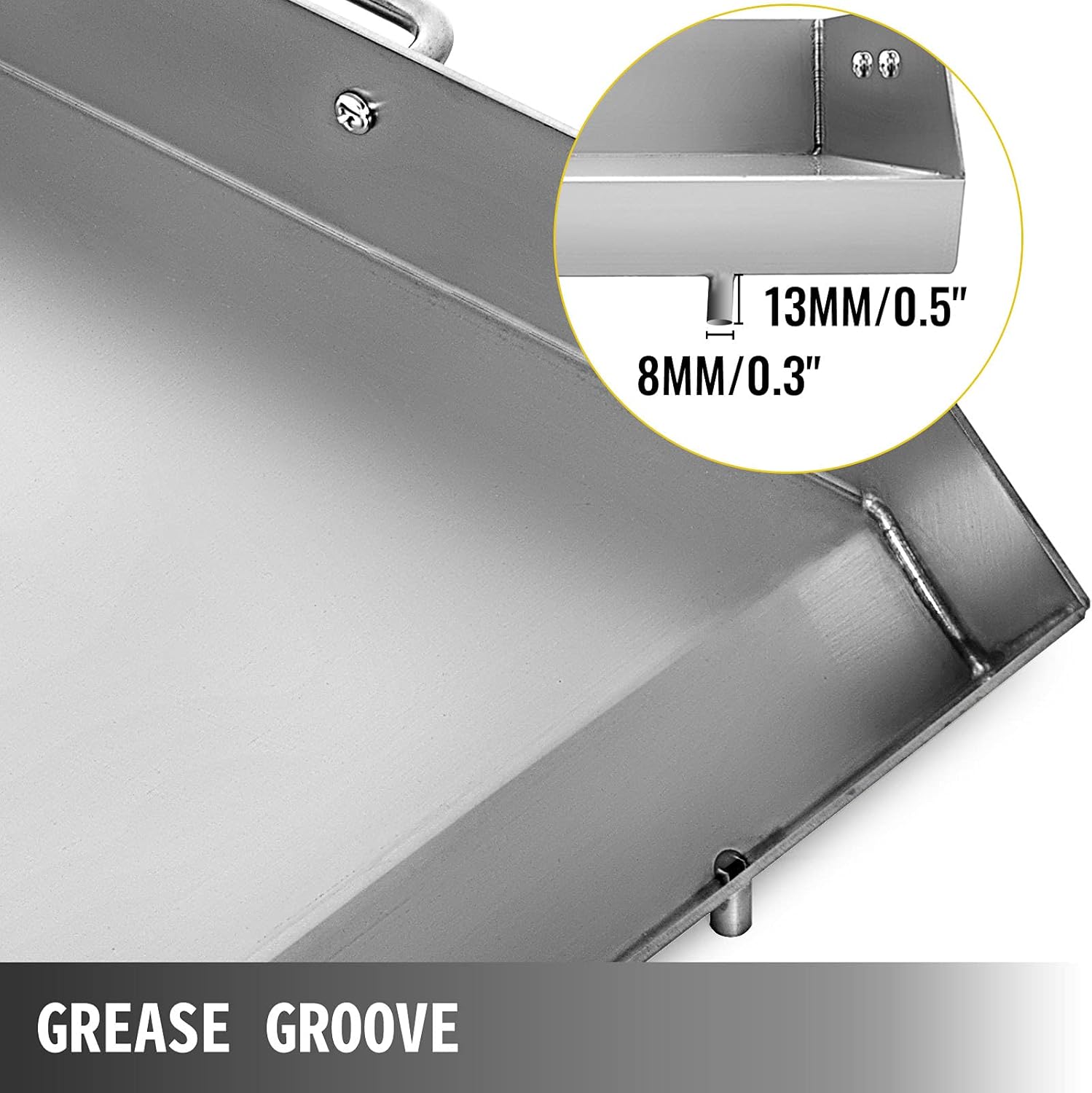 Stainless Steel Griddle 32 X 17 Flat Top Rectangular Plate with 2 Handles and Grease Groove R9424