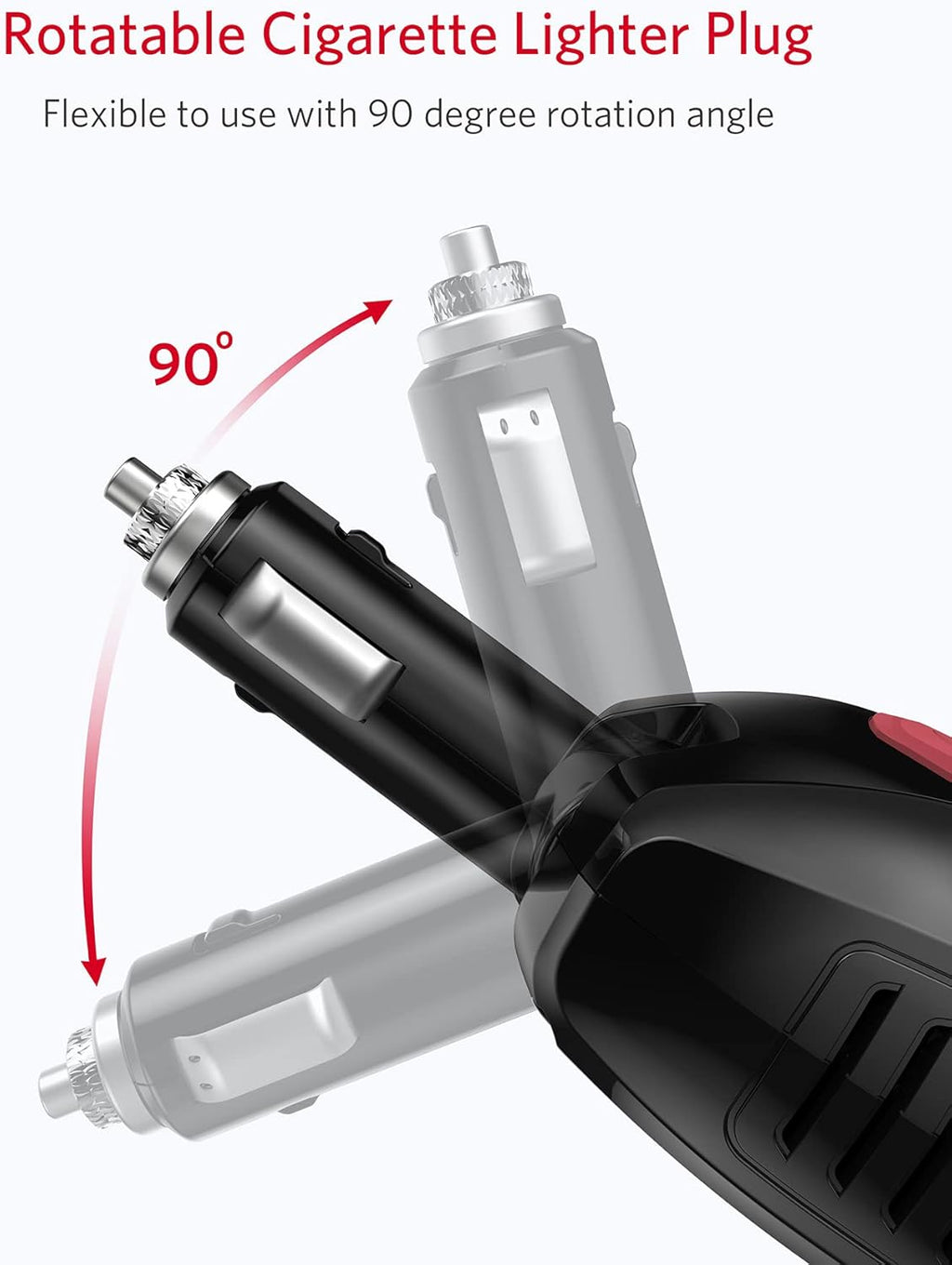 150W Portable Power Inverter with Dual USB Charging Ports, Car Adapter, Pack of 2 Y6908