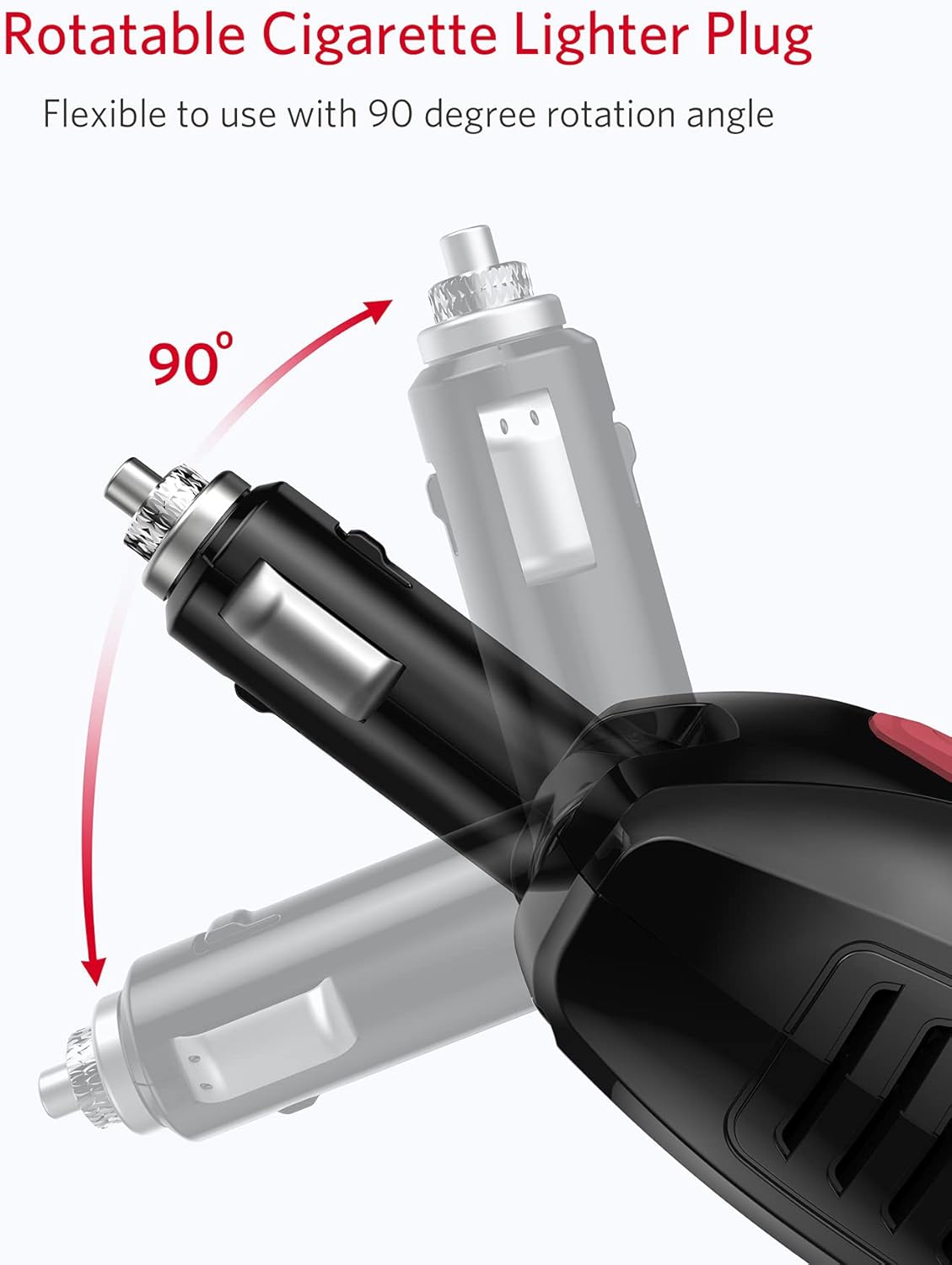 150W Portable Power Inverter with Dual USB Charging Ports, Car Adapter, Pack of 2 Y6908
