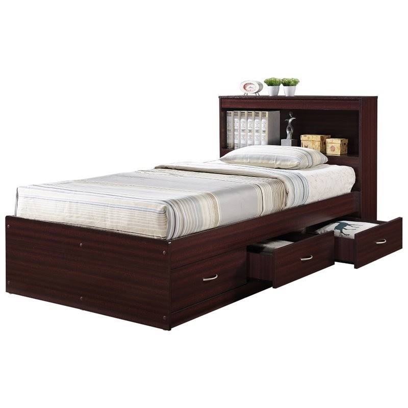 Twin Captain Storage Bed with 3 Drawers in Mahogany H508141