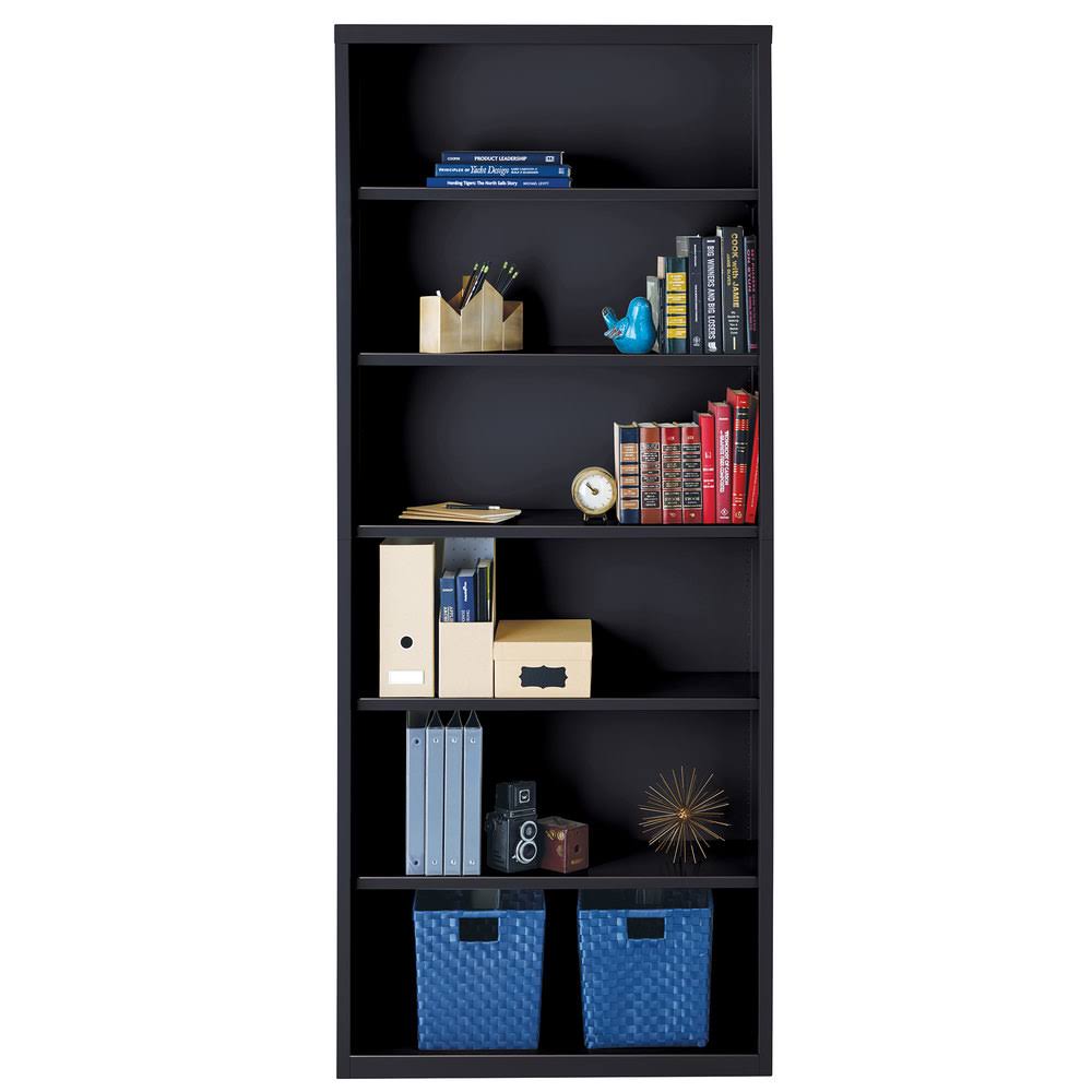 Black 6-Shelf Metal Bookcase Q670121