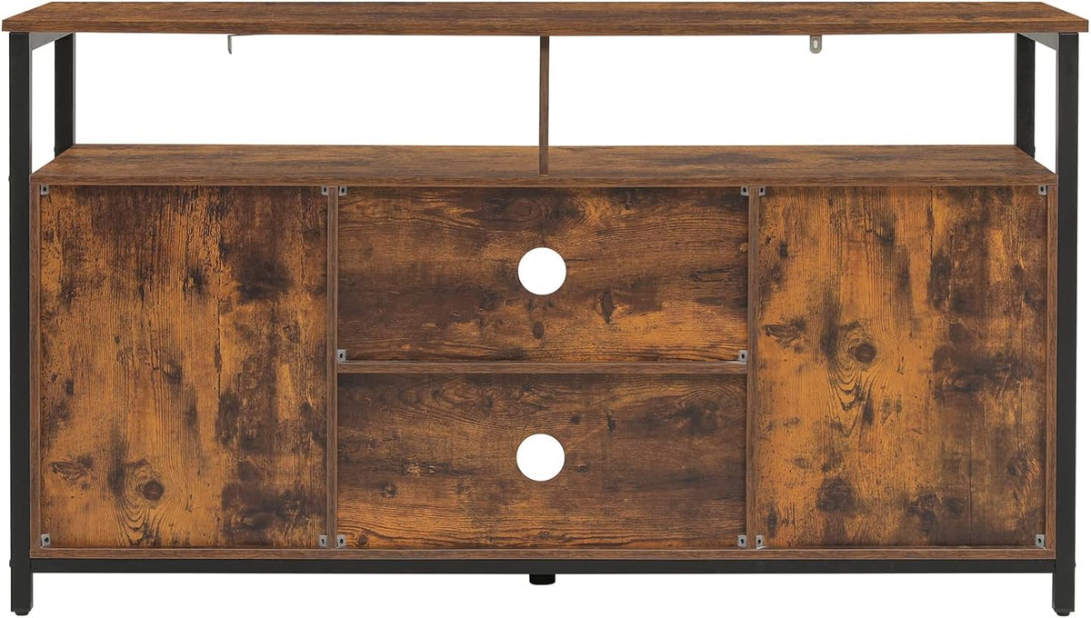 Rustic Brown TV Stand with Storage Shelves I889