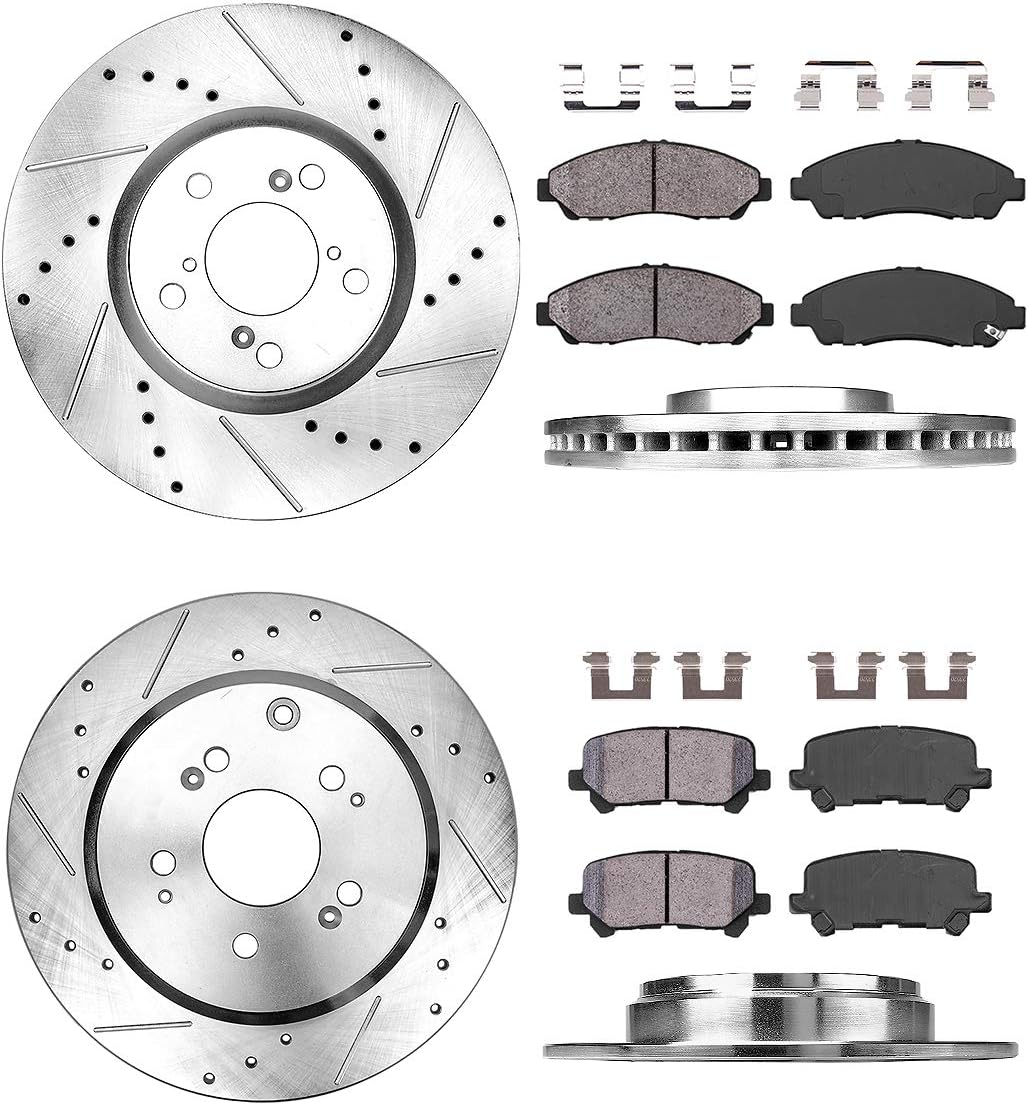 FRONT 330mm + REAR 334mm D/S 5 Lug Rotors + Brake Pads + Clips B33684