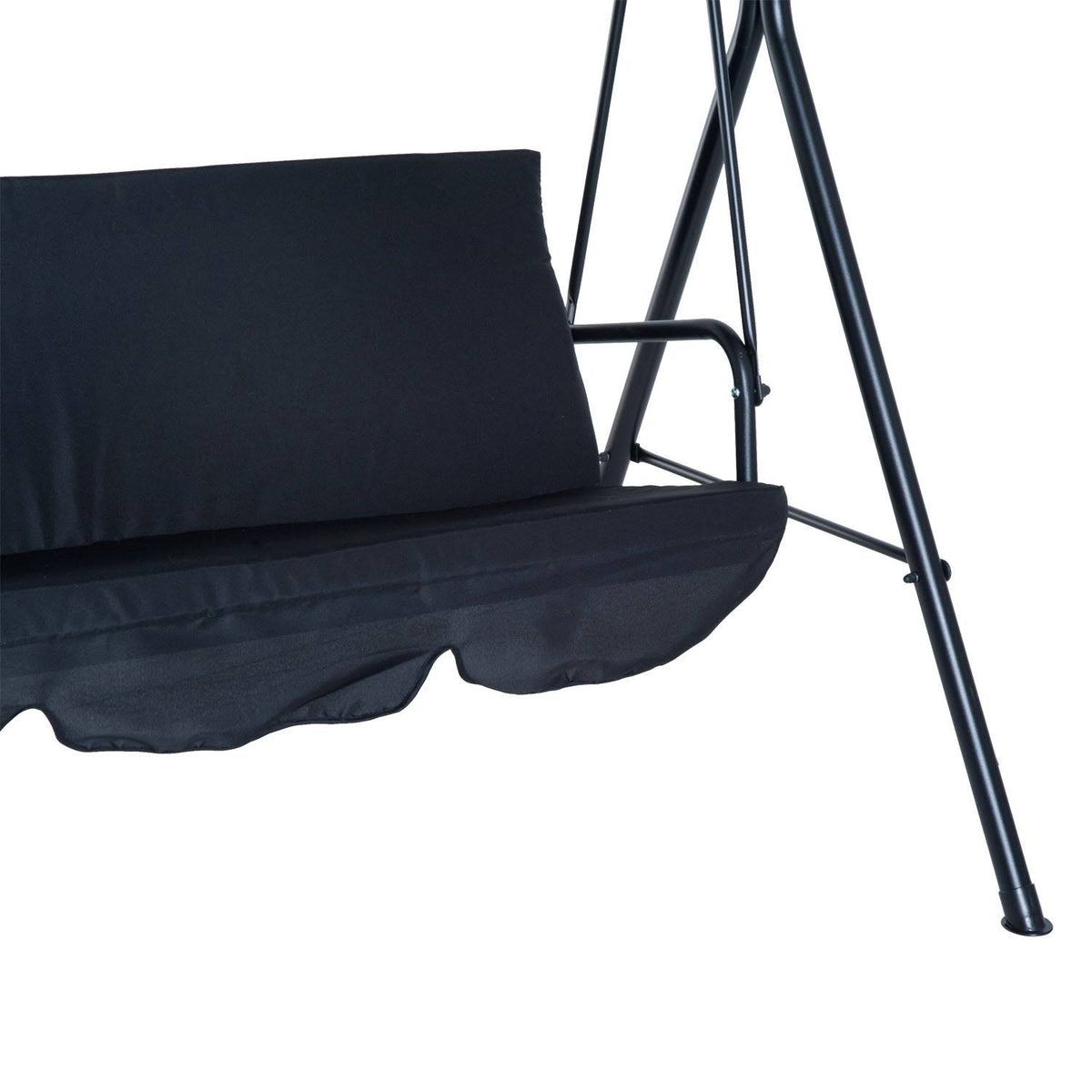 Black Steel 3 Person Porch Swing I31065
