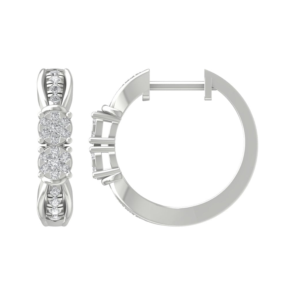 14K White Gold Lab Grown Diamond Hoop Earrings M630
