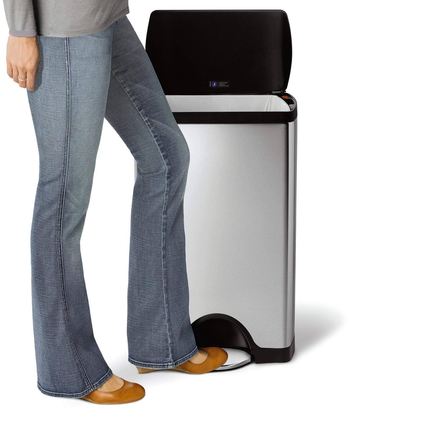 Stainless Steel Rectangular Step Trash Can, 38 L Y929