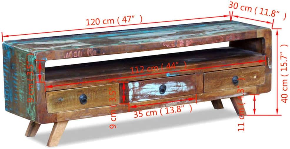 TV Cabinet with 3 Drawers Solid Reclaimed Wood M7050