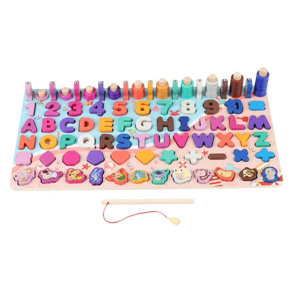 Wooden Magnetic Fishing Bricks Game Plaything G492