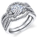 3Pc Sterling Silver Cubic Zirconia Bridal Set K480