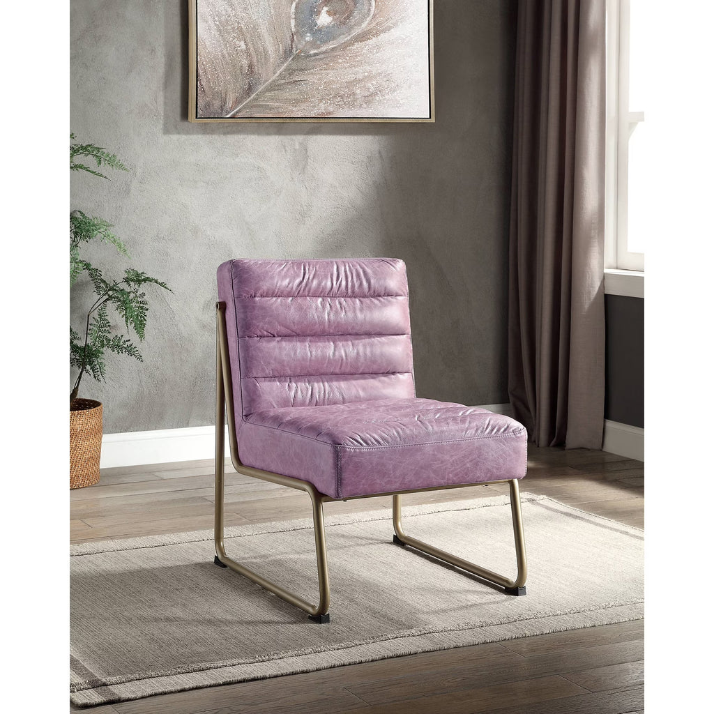 Wisteria Top Grain Leather Tufted Accent Chair G8409