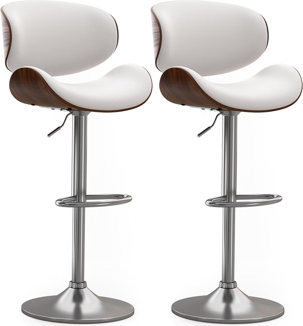 Bentwood Adjustable Height Swivel PU Leather Bar Stools Set of 2 B457061