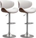 Bentwood Adjustable Height Swivel PU Leather Bar Stools Set of 2 B457061
