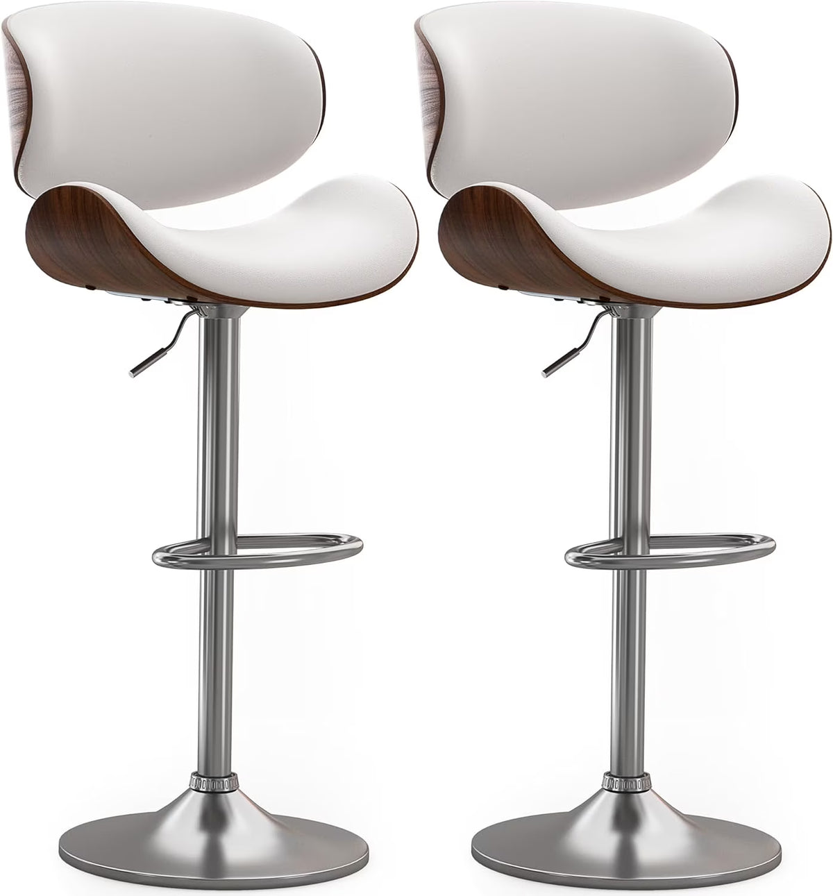 Bentwood Adjustable Height Swivel PU Leather Bar Stools Set of 2 B457061