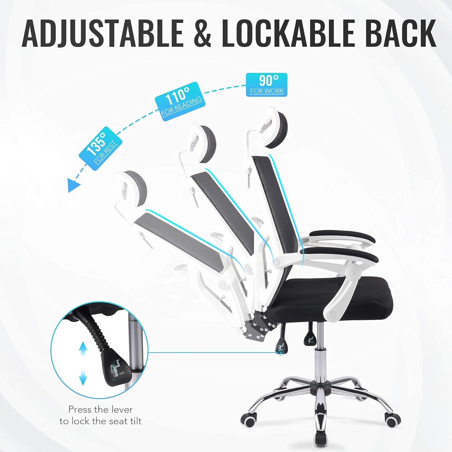 Black Ergonomic Mesh Office Chair with Adjustable Headrest and Armrest X953400