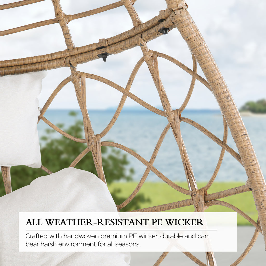 Wicker Basket Swing Egg Chair With Stand and Cushions N237