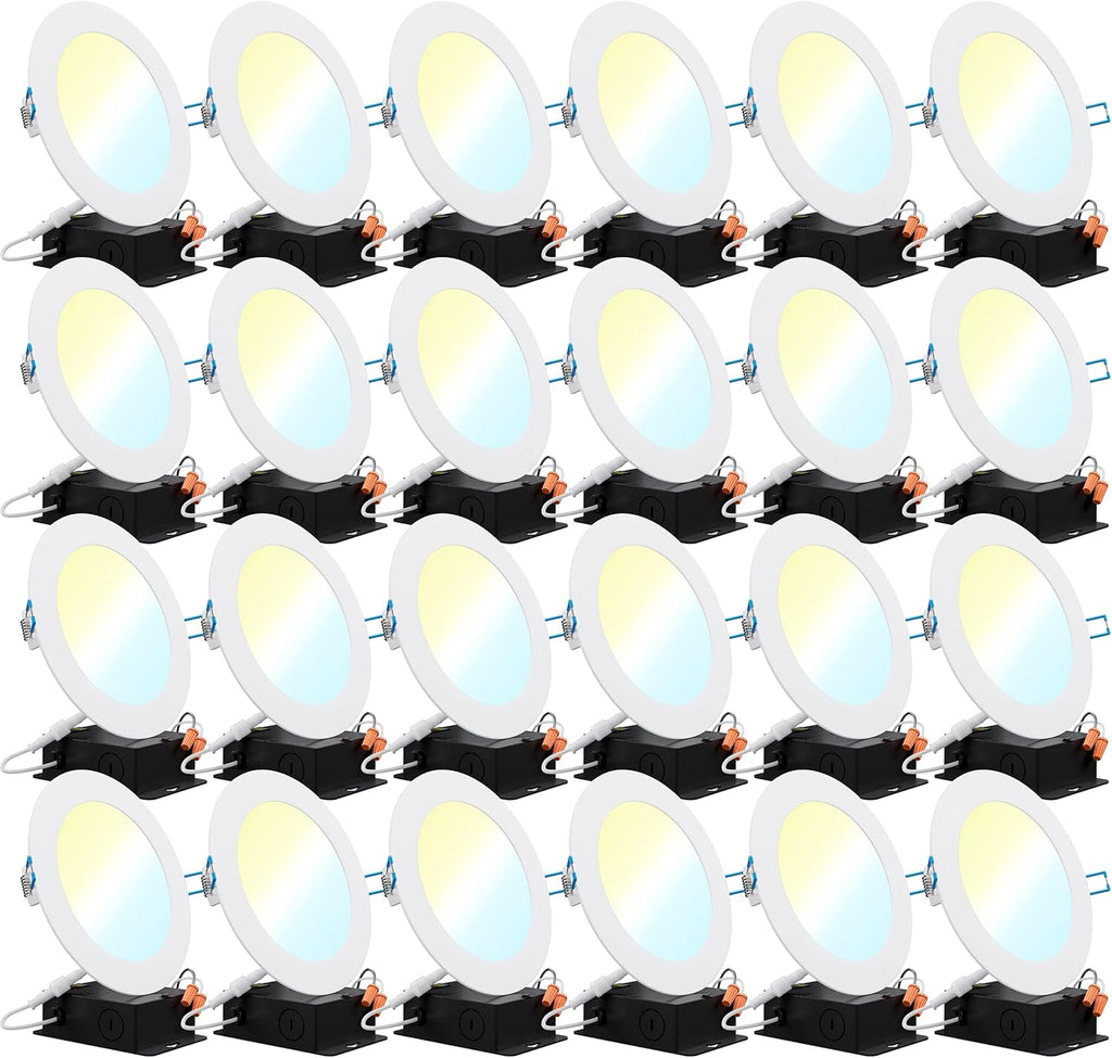 24 Pack 4 Inch Ultra Thin LED Recessed Ceiling Lights, 4000K Cool White, Dimmable 10W, 650 LM Q6254