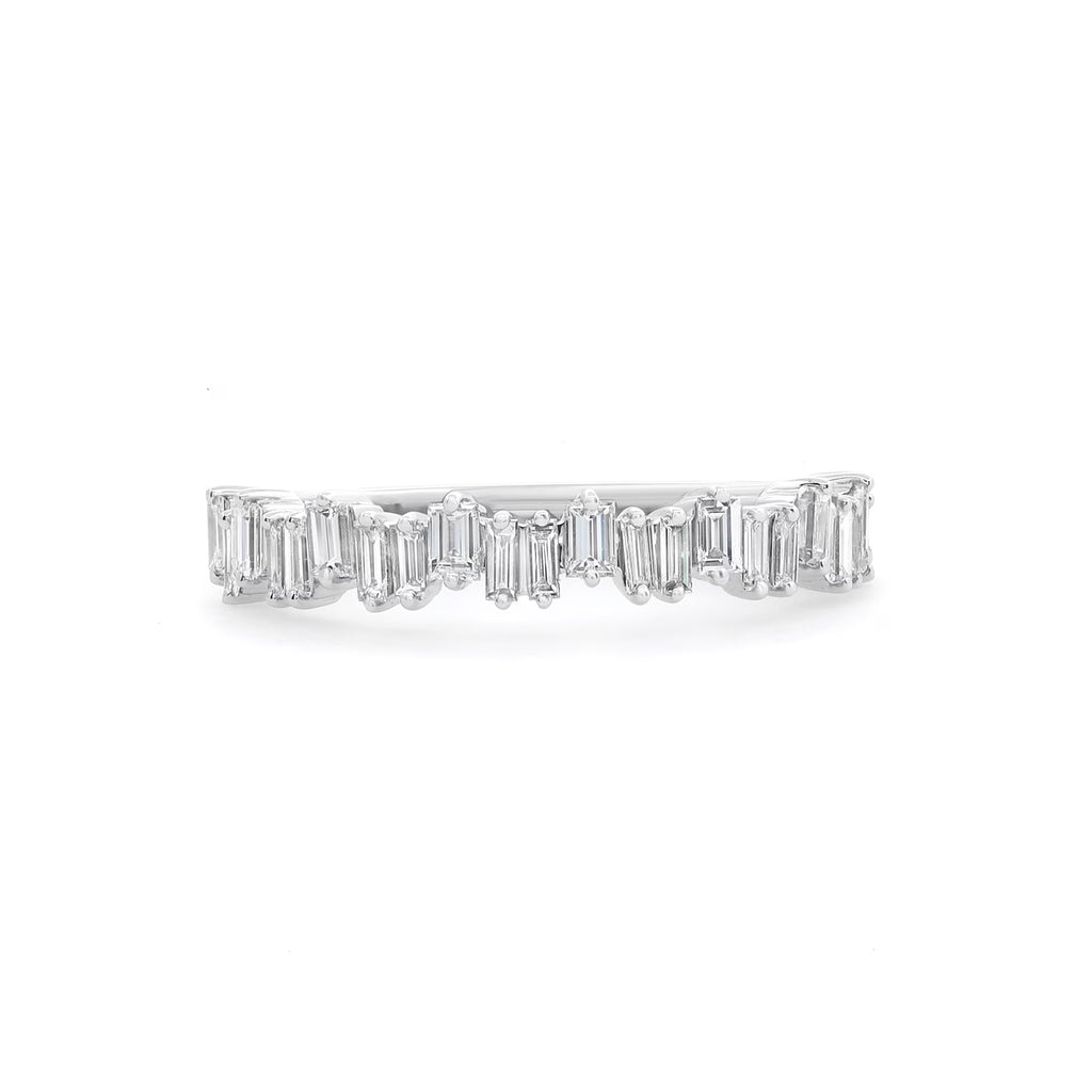 0.63Cttw Baguette Cut Diamond Ring 18K White Gold Size 6.5 T252