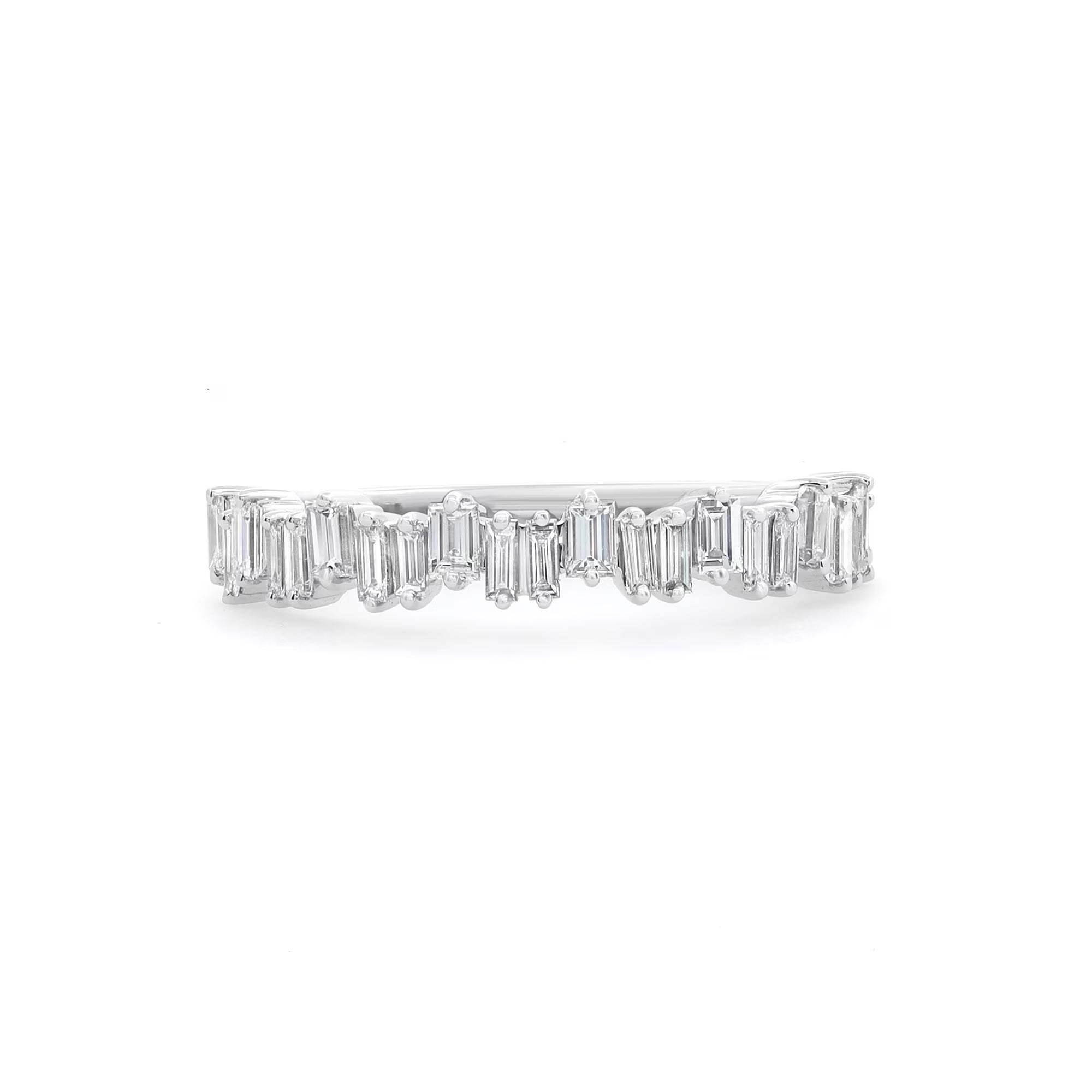 0.63Cttw Baguette Cut Diamond Ring 18K White Gold Size 6.5 T252