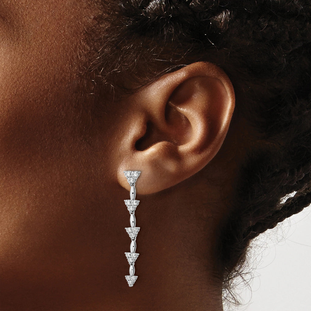 14 Karat White Gold Lab Grown Diamond Marquise Cluster Dangle Earrings L243