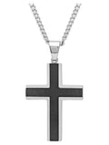 Stainless Steel Textured Cross Pendant Necklace H1835