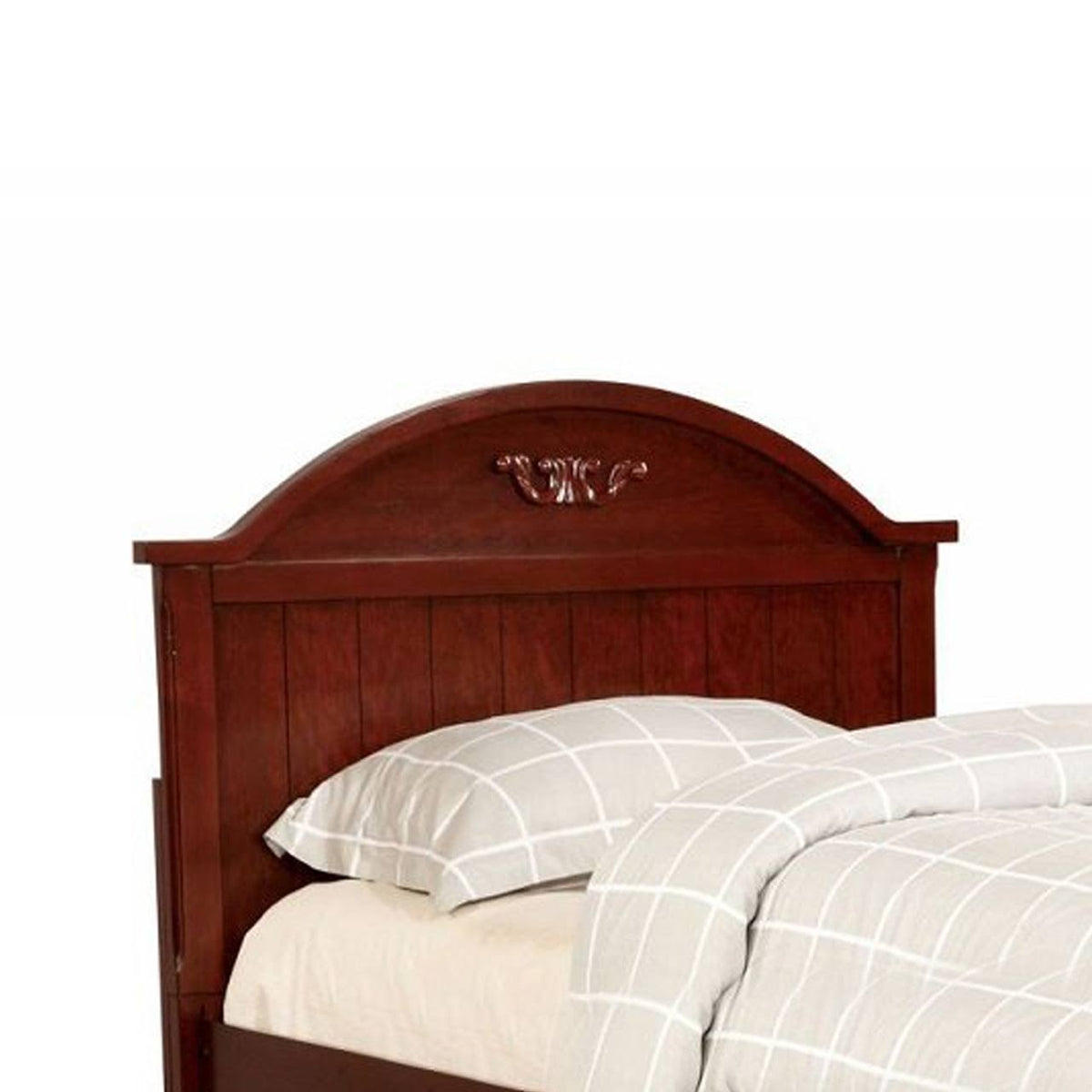 Transitional Style Twin Size Bed with Headboard Cherry Brown I9509